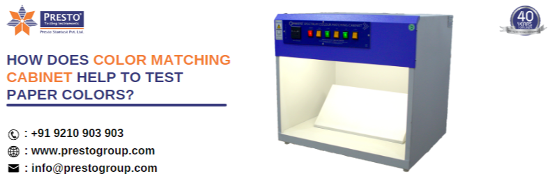 How does color matching cabinet help to test paper colors?
